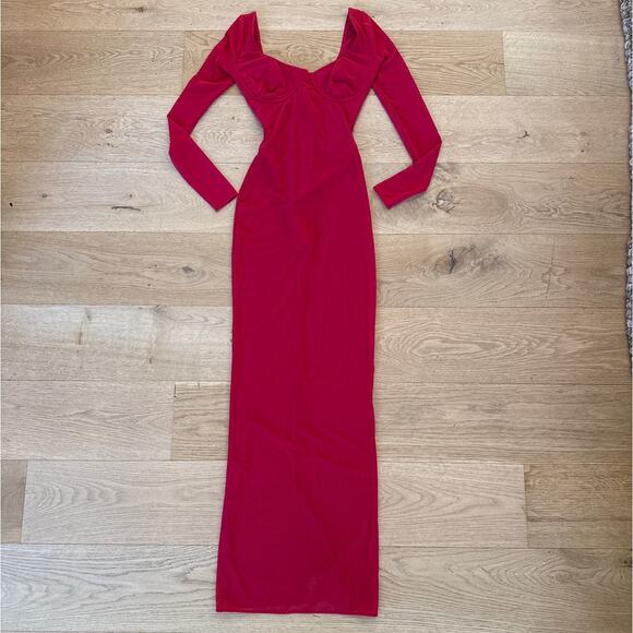 House of CB Corset Gown Long Sleeves Everly Size XS (Cup D-E) Red - Picture 1 of 11
